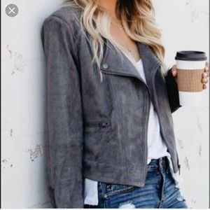 “Affair of the heart” faux suede moto jacket